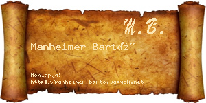 Manheimer Bartó névjegykártya